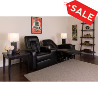 Flash Furniture BT-70259-2-P-BK-GG Black Leather Theater Seating in Black